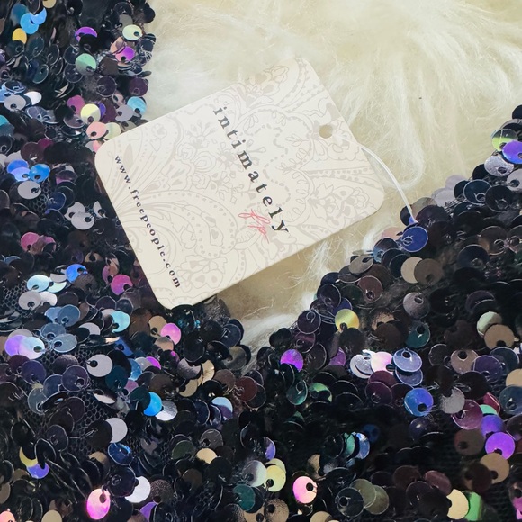 Free People Big Night Sequin Crop Top in Black-Size Small - Picture 5 of 8